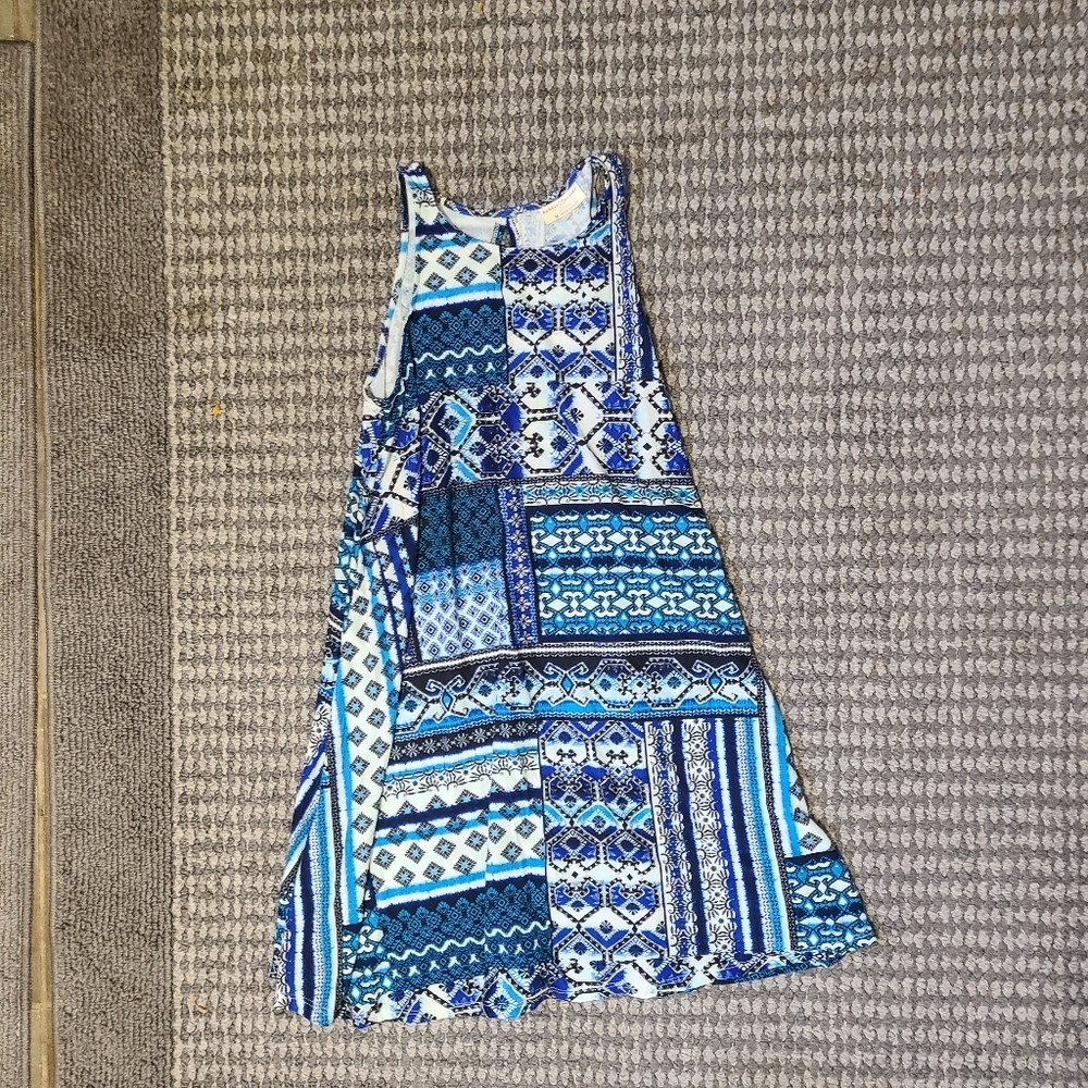Bobbie‎ Brooks Blue and White Geometric Dress